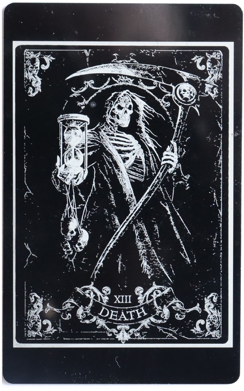 Vygravírovaná tarotová karta na hliníku